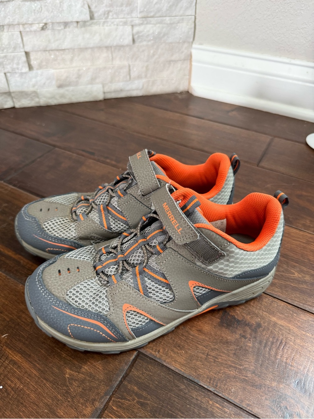 Merrell Gray and Orange Trail Sneakers